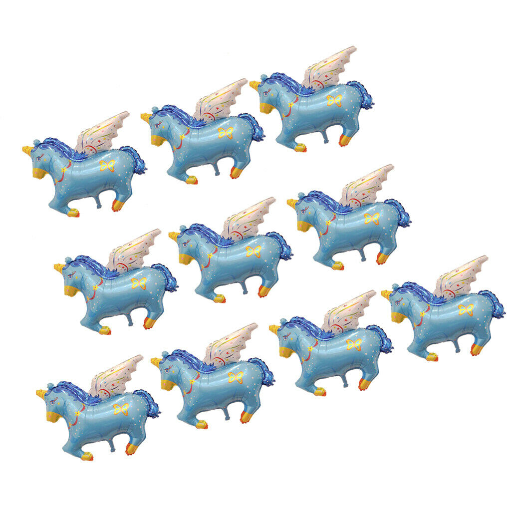 10pcs Mini Flying Horse Unicorn Foil Balloons Kids Birthday Party Decor Blue