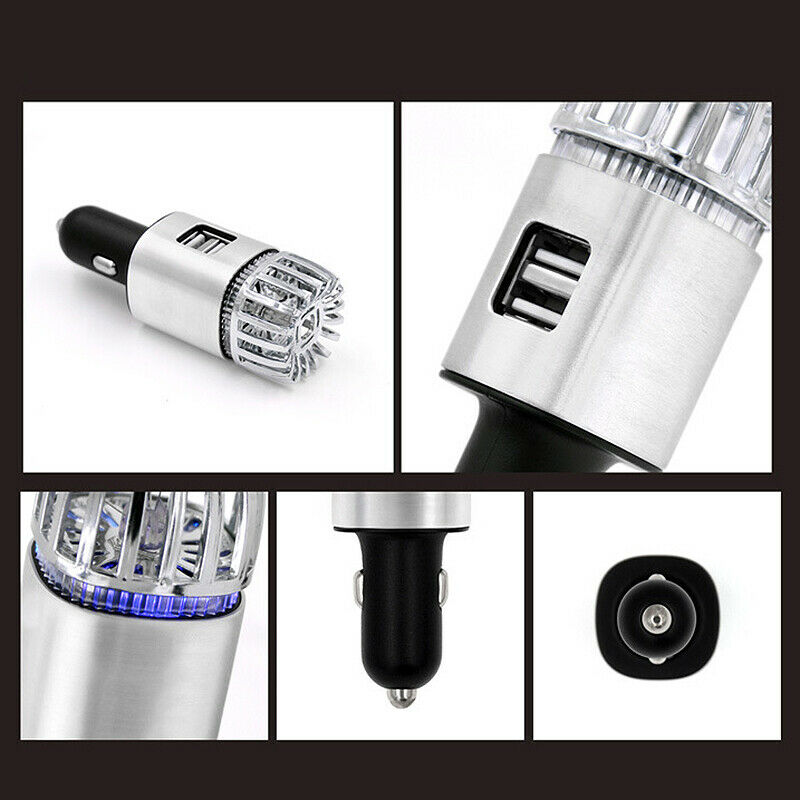 New 2 In 1 Car 2 USB Fresh Air Ionic Purifier Oxygen Bar Ozone Ionizer E2I7
