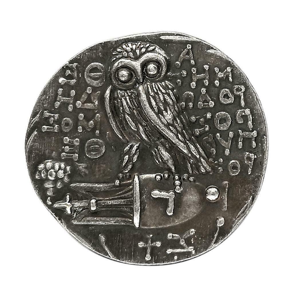 2 Pieces Commemorative Coin Engraved Owl And Greek Goddess Symbol of Wisdom