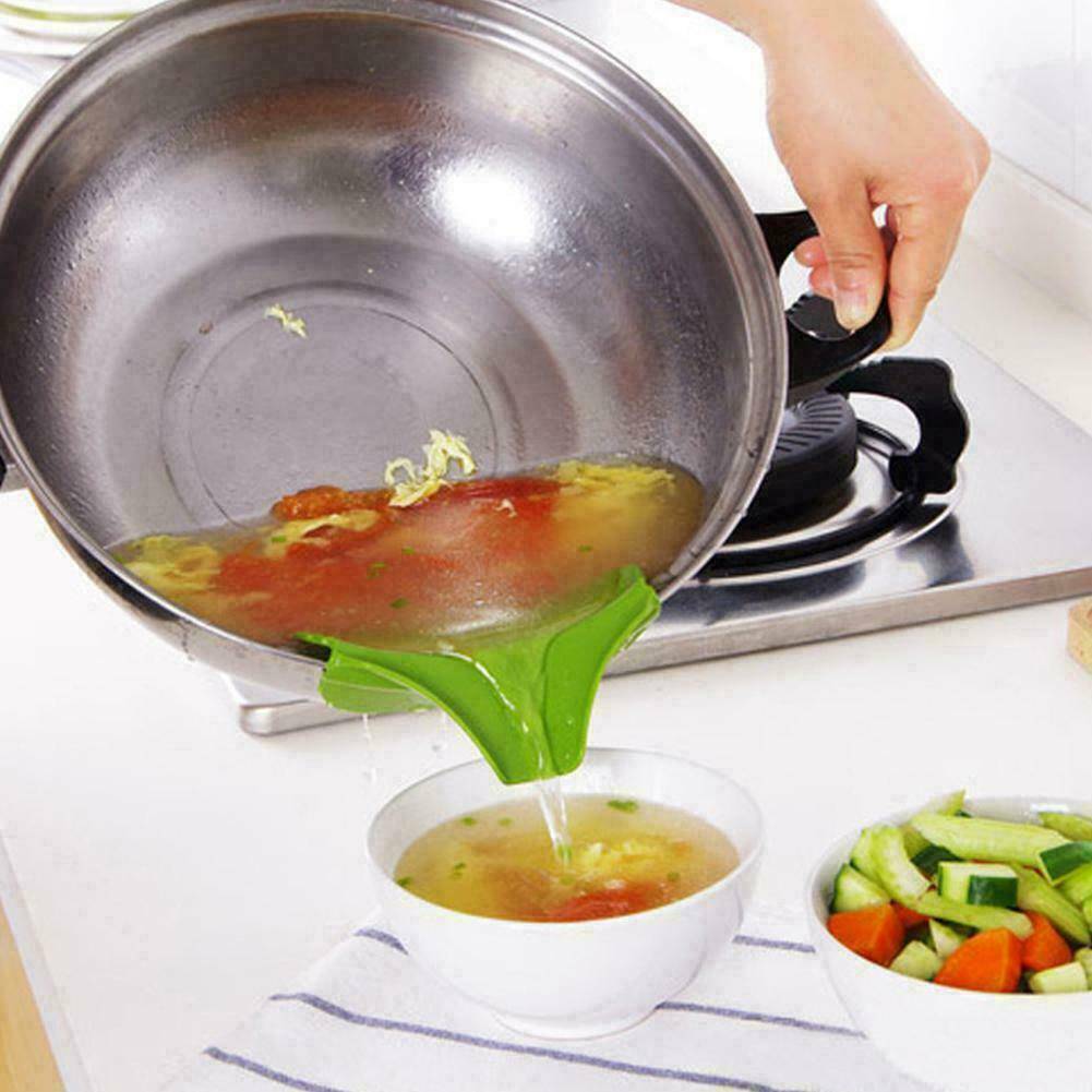 Creative Anti-spill Silicone Slip On Pour Soup Spout Funnel for Pot Pan Bowl US