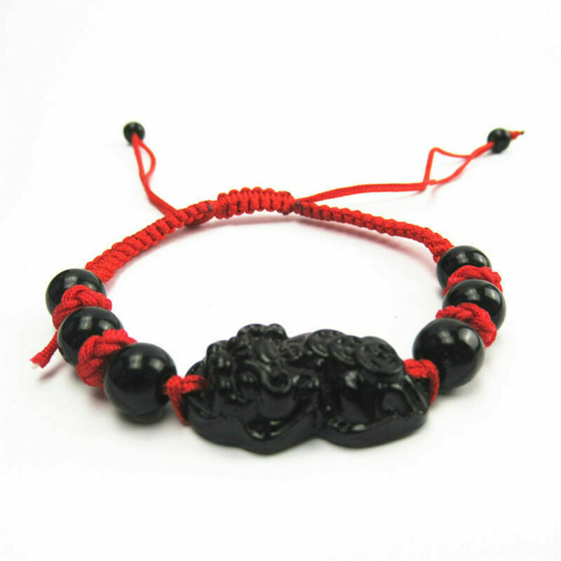 Unisex Obsidian lucky Pi Xiu Brave Troops Wrist Pipe Bracelet Knitting Bead Rope