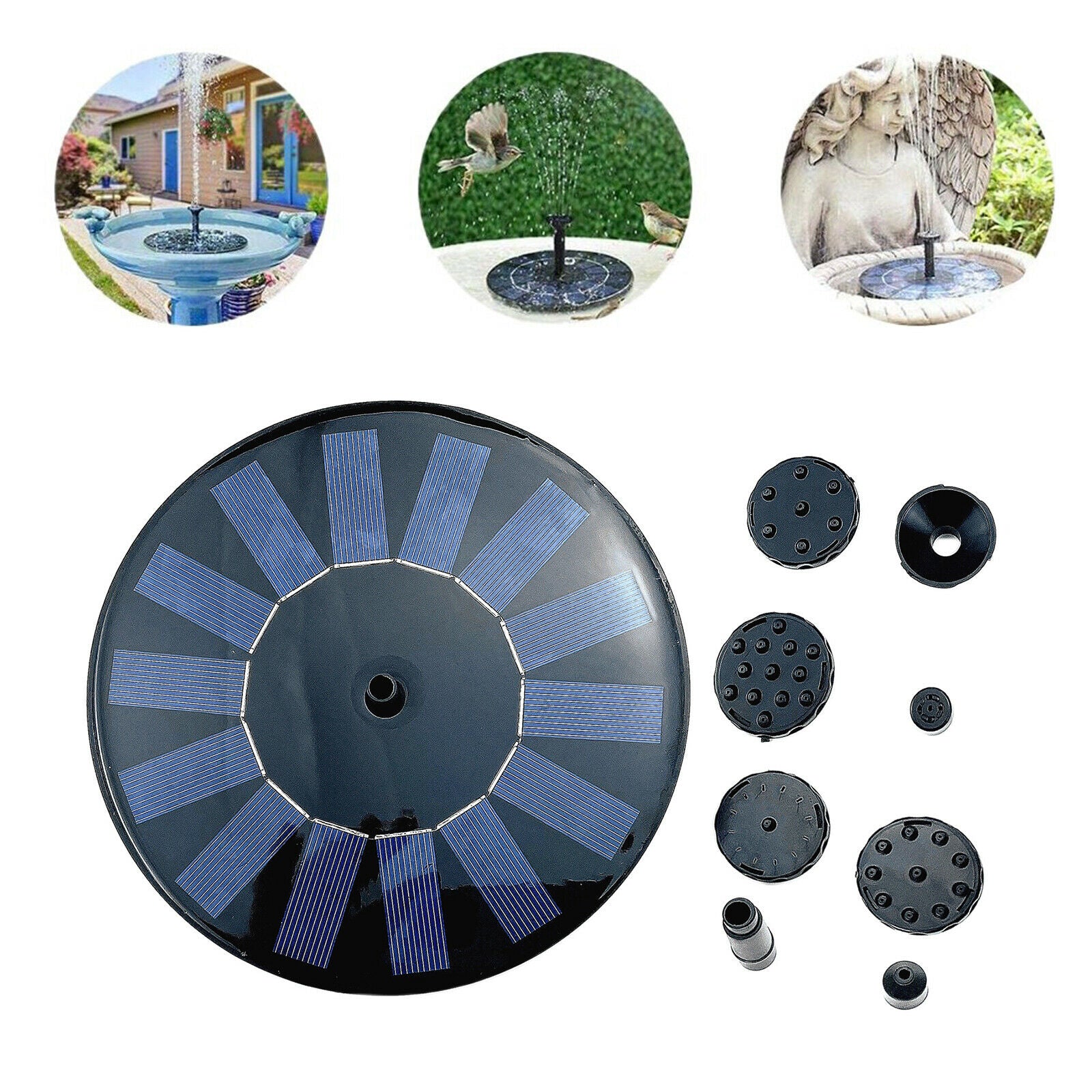 Solar Powered Floating Pump Water Fountain Birdbath Outdoor Pool Garden