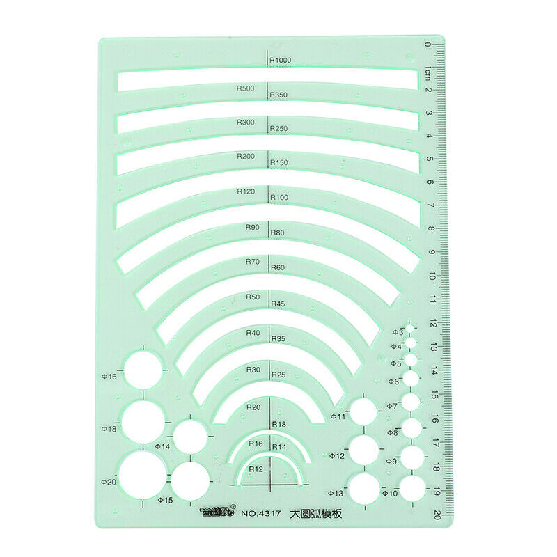 Green Plastic Students Rectangle Shape Drawing Circle Template Geometric R.l8