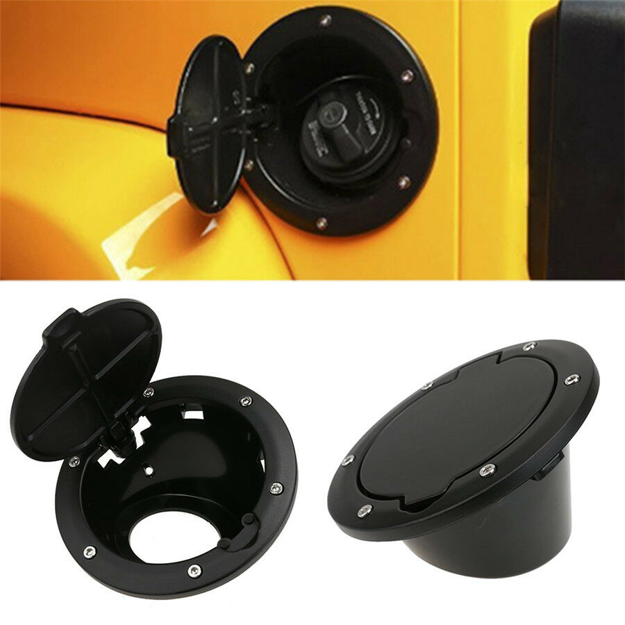 1pc Black Car Fuel Filler Door Cover Gas Tank Cap For Jeep Wrangler JK Unlimited
