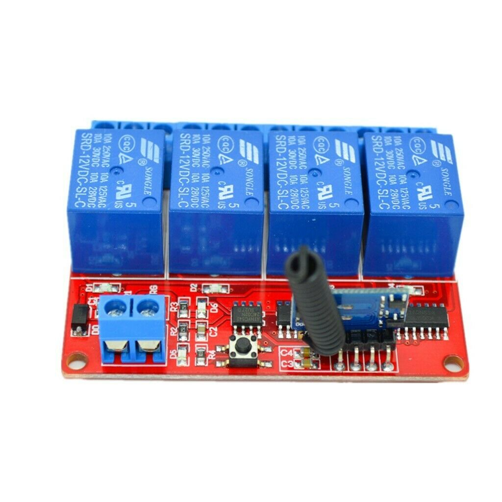 4 CH Relay Receiver 12V Transmitter Wireless Remote Control Switch 4-Key