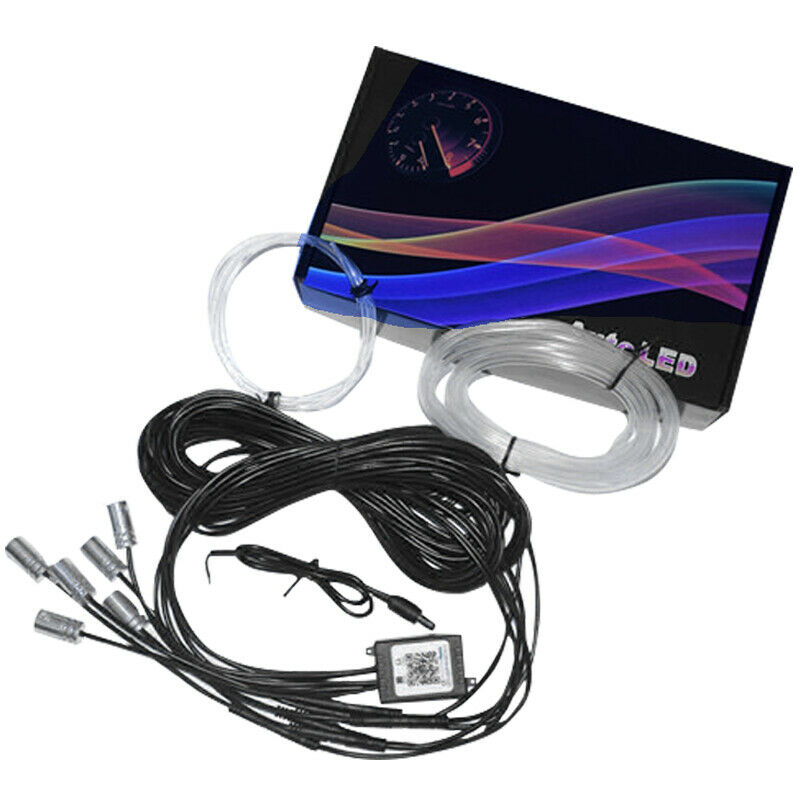 6in1 RGB LED 8M Fiber Car Neon EL Strip Light bluetooth APP Remote Sound Effect