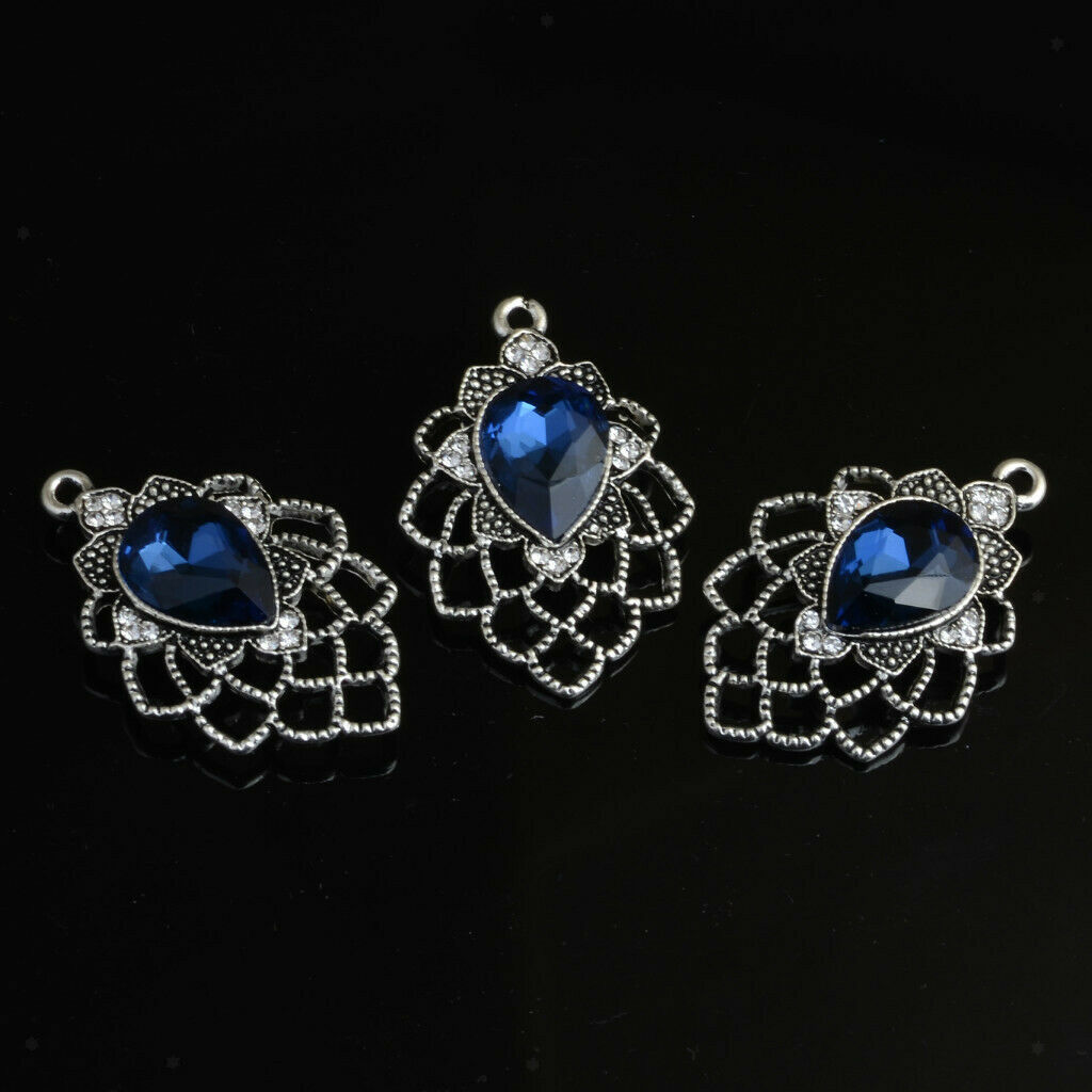 10x Flower Rhinestone Charms Pendants for DIY Necklace Jewelry Findings