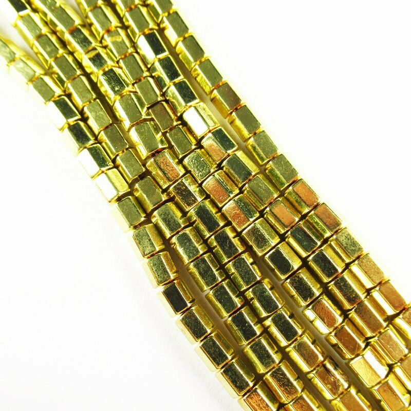 4x4mm Faceted Yellow Hematite Column Loose Bead 15.5 inch 25g A-453TS
