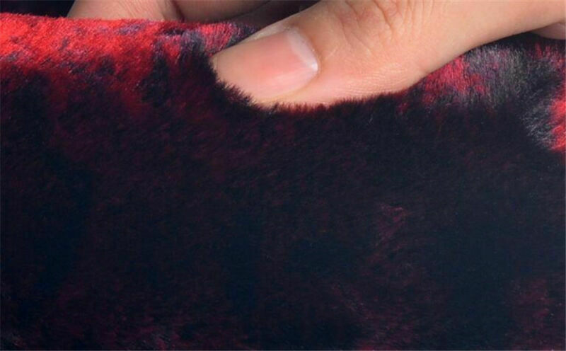 Warm Plush Steering Wheel Cover Black+Red Unicersal Breather Protective Case