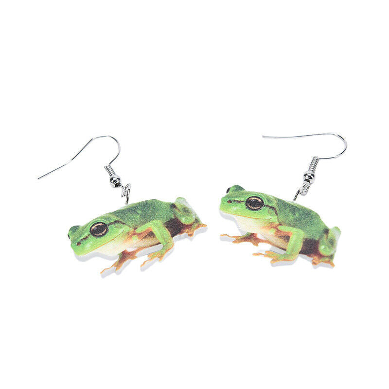Cute Green Frog Earrings Dangle Drop Animal Jewelry For Girls Party Charms G Pb