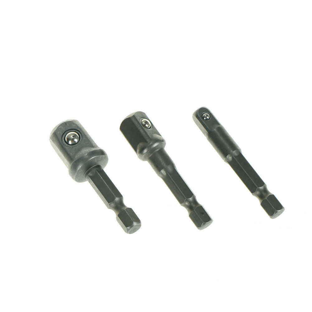 1Socket Adapter Drill BIts Set Hex Shank 1/4" 3/8" 1/2" 3Pcs Impact DriverToo Tt