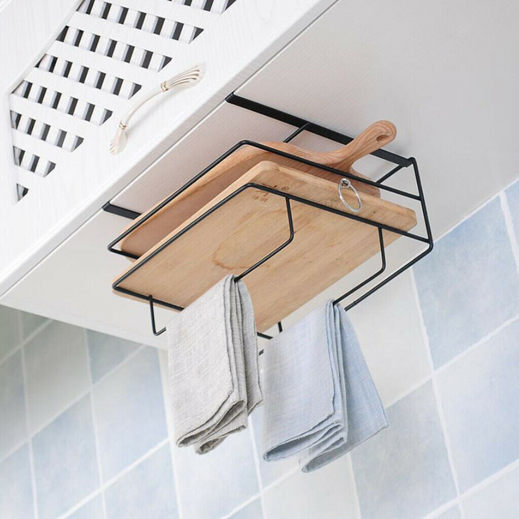 Over Door Hook Hanger Cutting Board Dishes Shelf Storage Kitchen Rack  black
