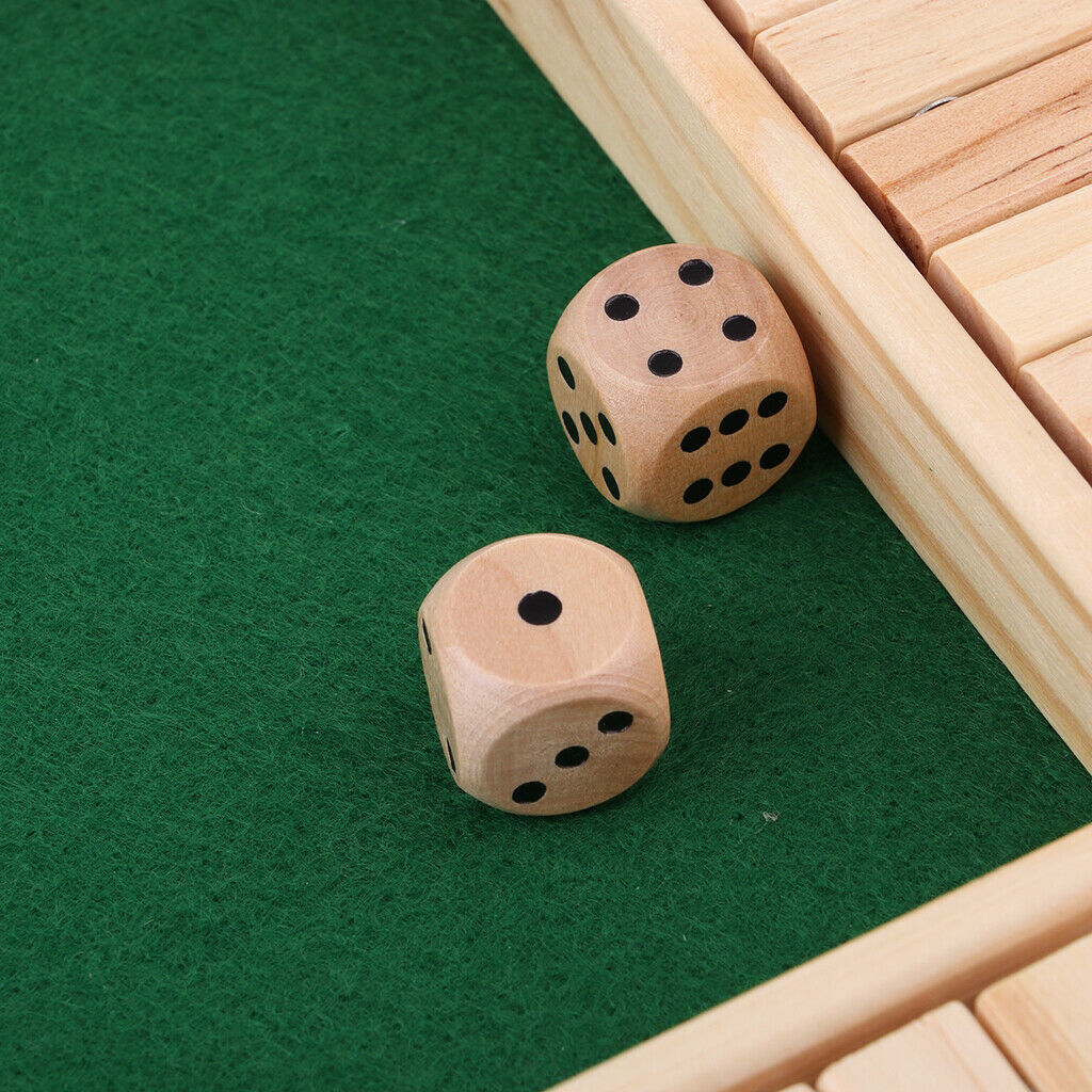 Traditional Wood 4-Sided 1-10 Numbers Shut the Box Dice Board for Party Toys