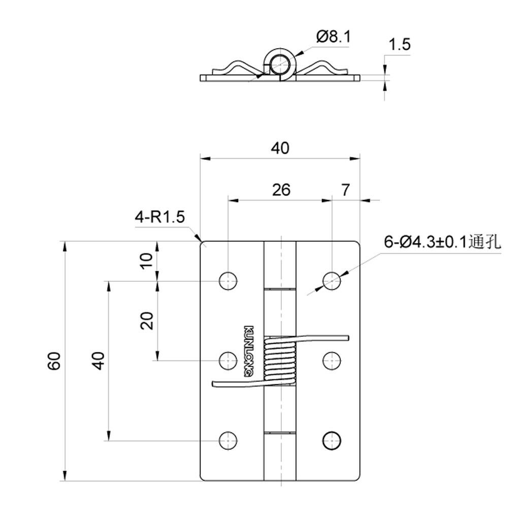 Thickened Stainless Steel Door Hinge 60x40mm with Automatic Closure