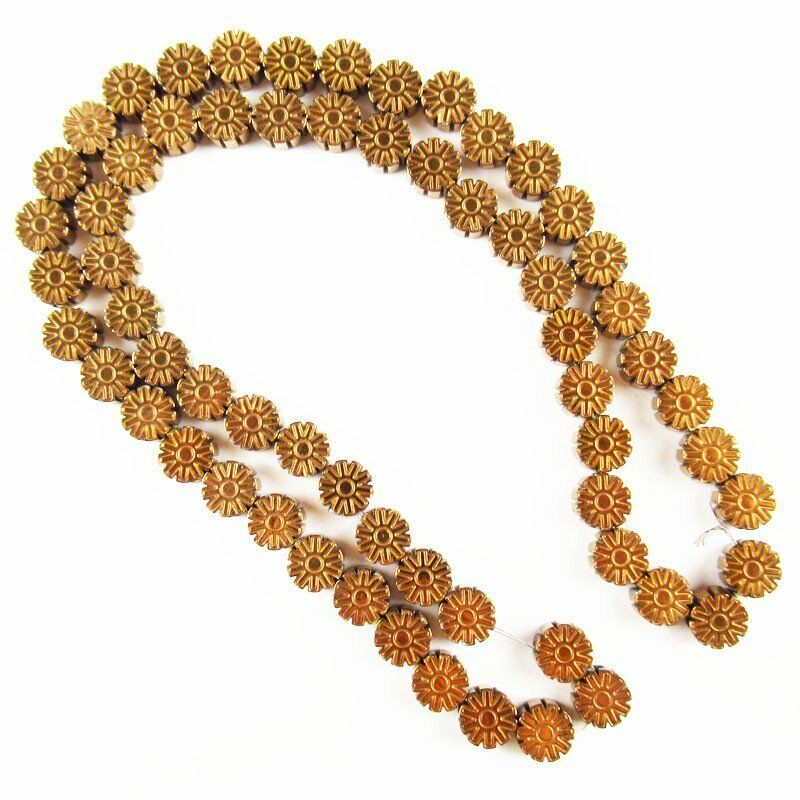 1Strand 6x3mm Carved Coffee Hematite Gear Pendant Loose Bead 15.5 inch A-375TS
