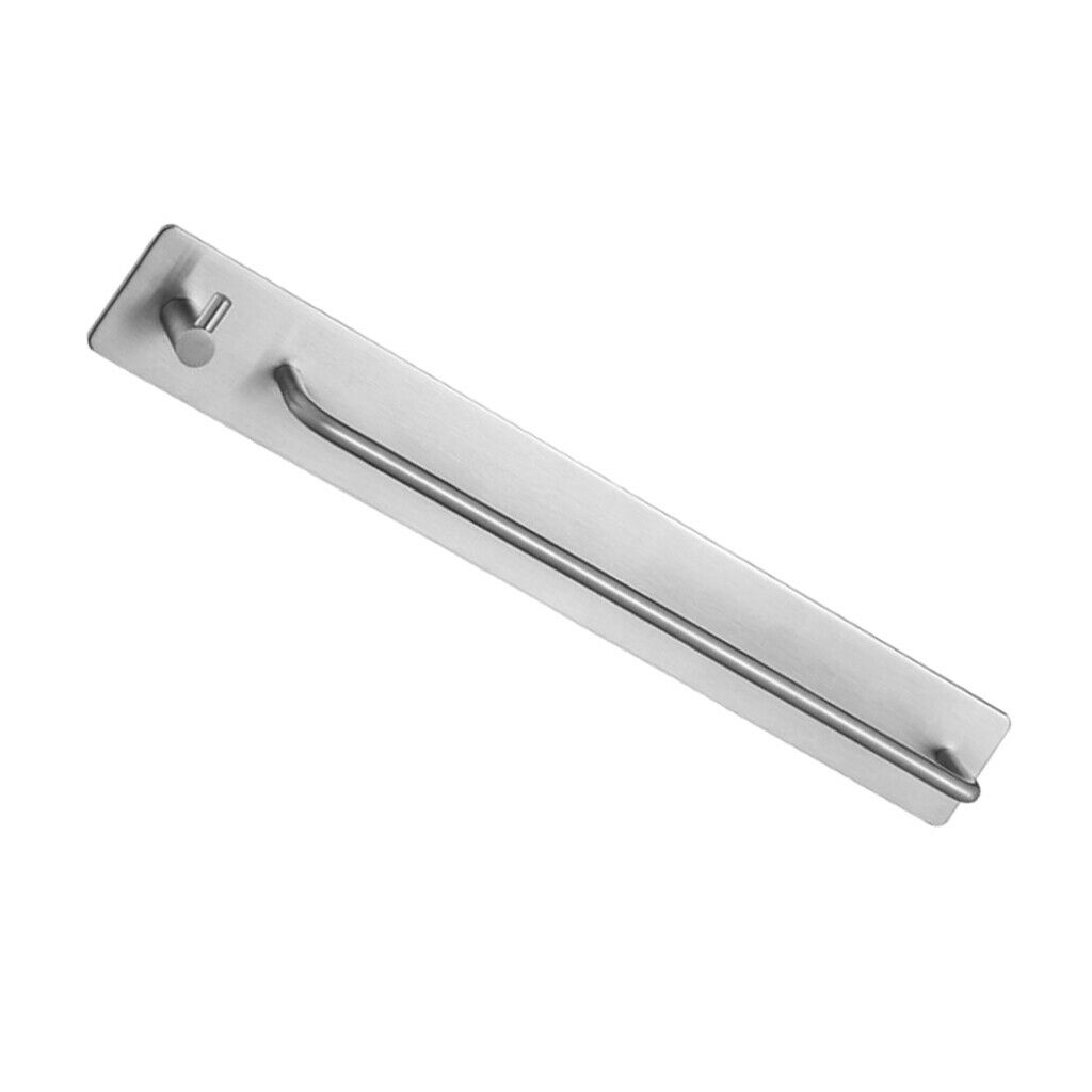 Adhesive Stainless Steel Towel Rack Holder Bathroom Single Towel Bar 34cm