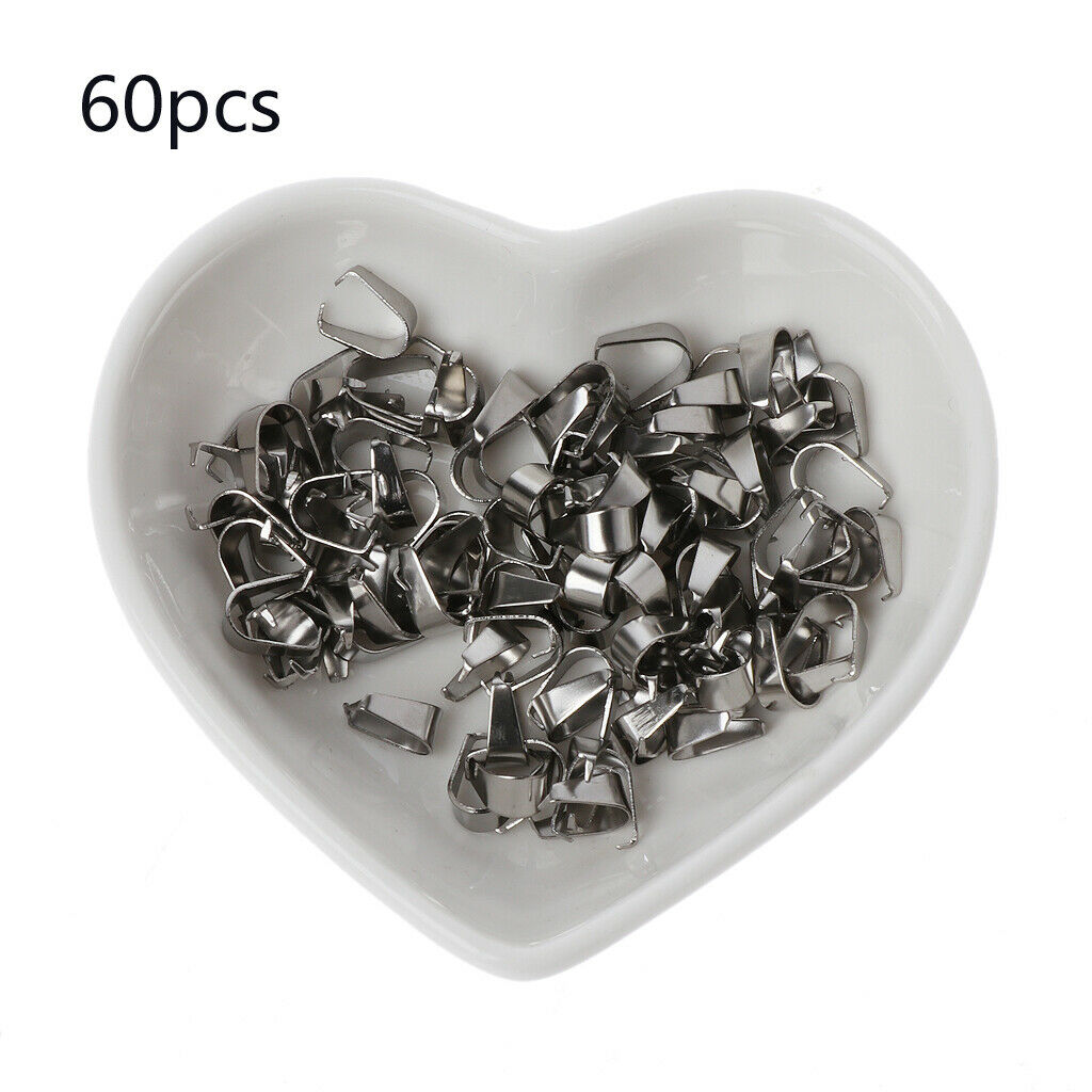 60Pcs Pinch Clip Bail Clasp Dangle Charm Bead Pendants Connectors Jewelry Making