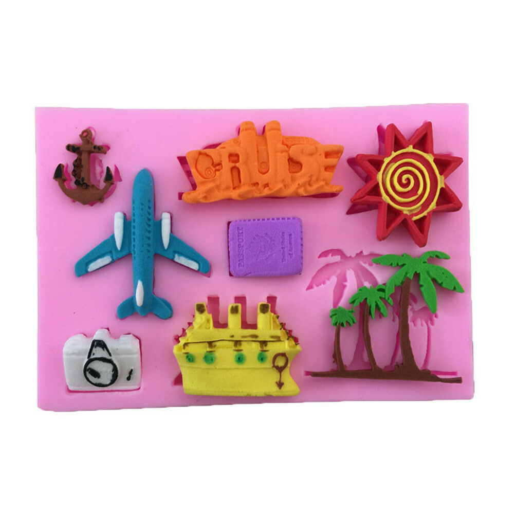 aeroplane palm tree silicone mold fondant mould cake decorating tools H.l8