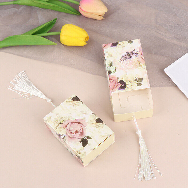 10pc New Rose Flower Pattern Tassel Pendant Candy Box Chocolate Box Gift .l8