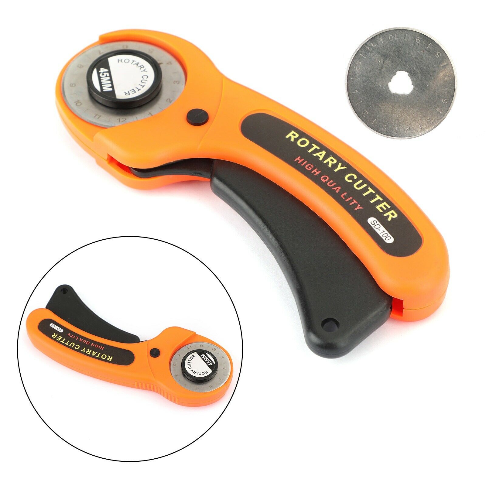 Rotary Cutter Sewing Quilters Fabric Leather Cutting Tool+1Pcs Scale Blades A6