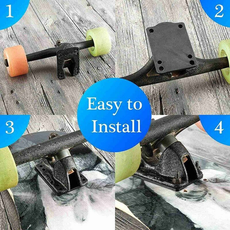 8Pcs Skateboard Risers Pads Longboard Riser Shock Pads Soft Rubber Pads 3mm/J8S7