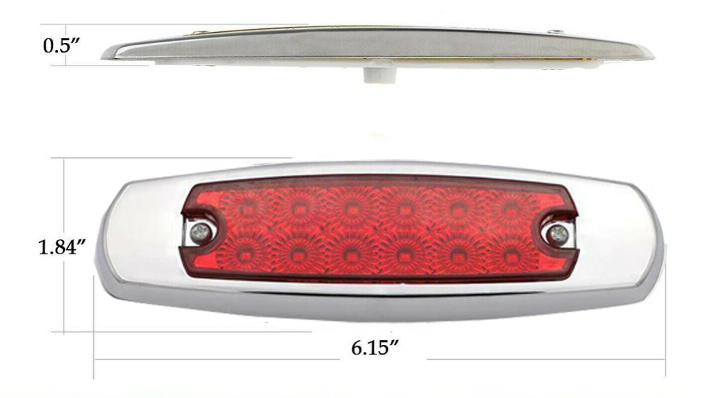 2X Red 12 LED Sealed Side Marker Clearance Light Fish Shape Truck Trailer 12V