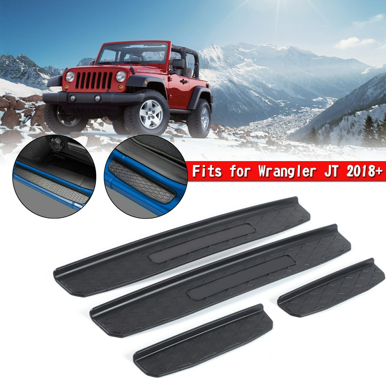 Door Sill Guard Scuff Entry Plate Threshold Protect Trim For Wrangler JT 2018+ P
