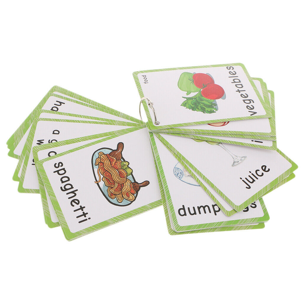 35Pcs Kids Early Educational Sight/Picture Word Flashcards for Food,Strengthen