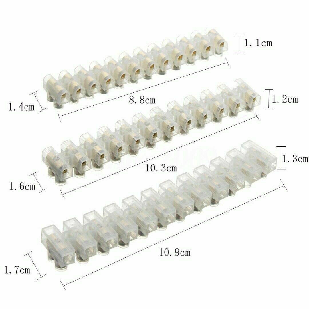 3x 12 Way Barrier Screw Terminal Block Wire Connection Connector Strip 3A 6A 10A