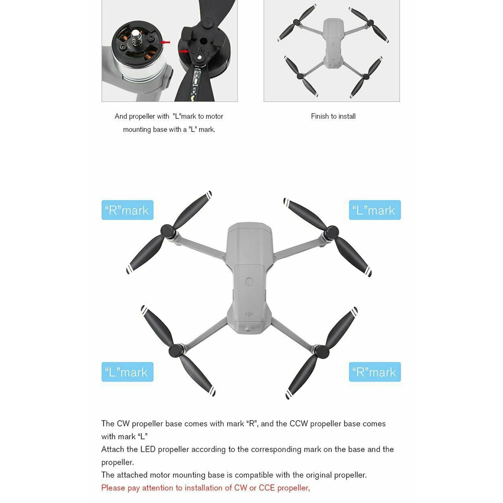 LED Light Flash Propellers Night Flight Accessories For DJI Mavic Air 2 Drone