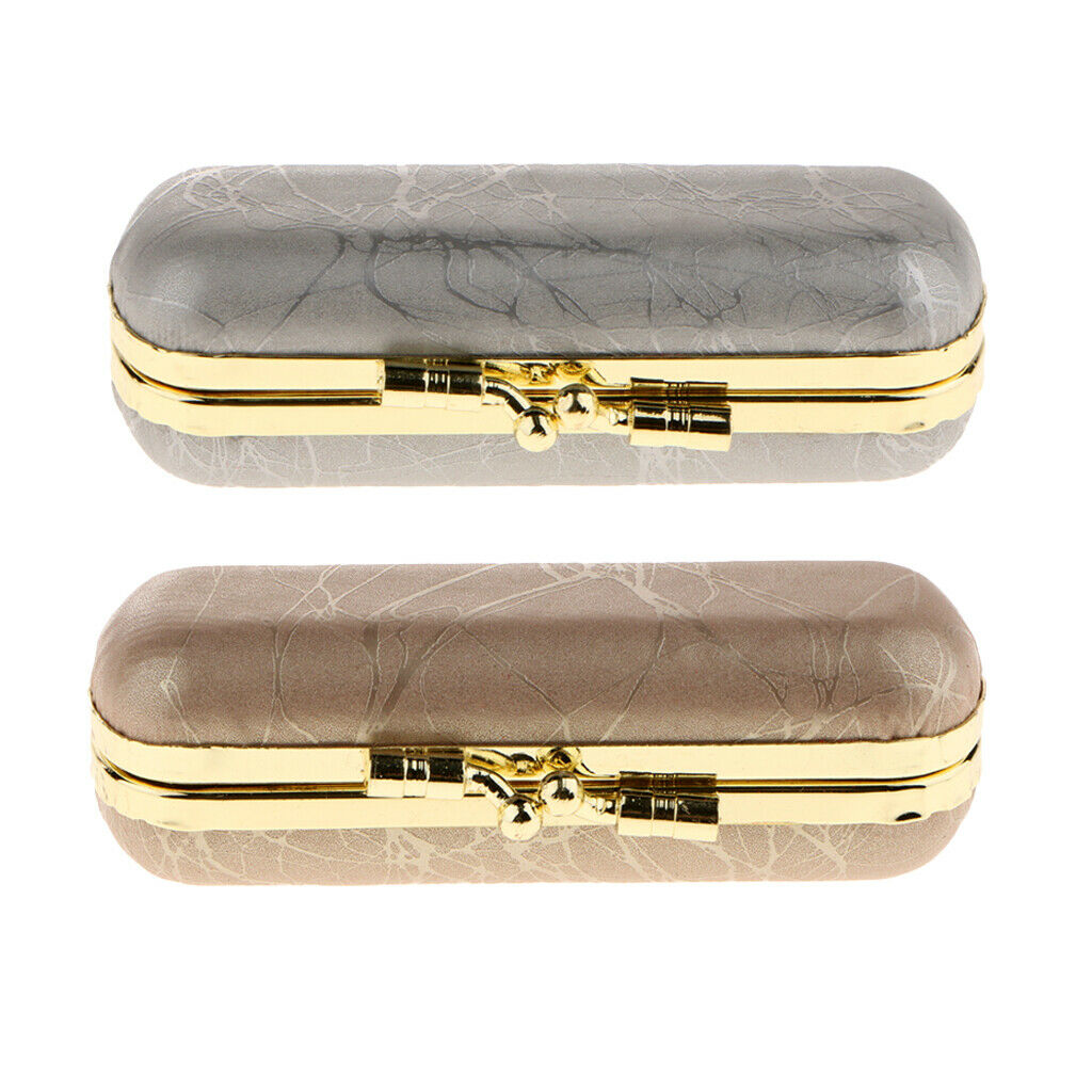 2Pcs PU Leather Lipstick Lip Gloss Storage Case Makeup Holder Box Portable