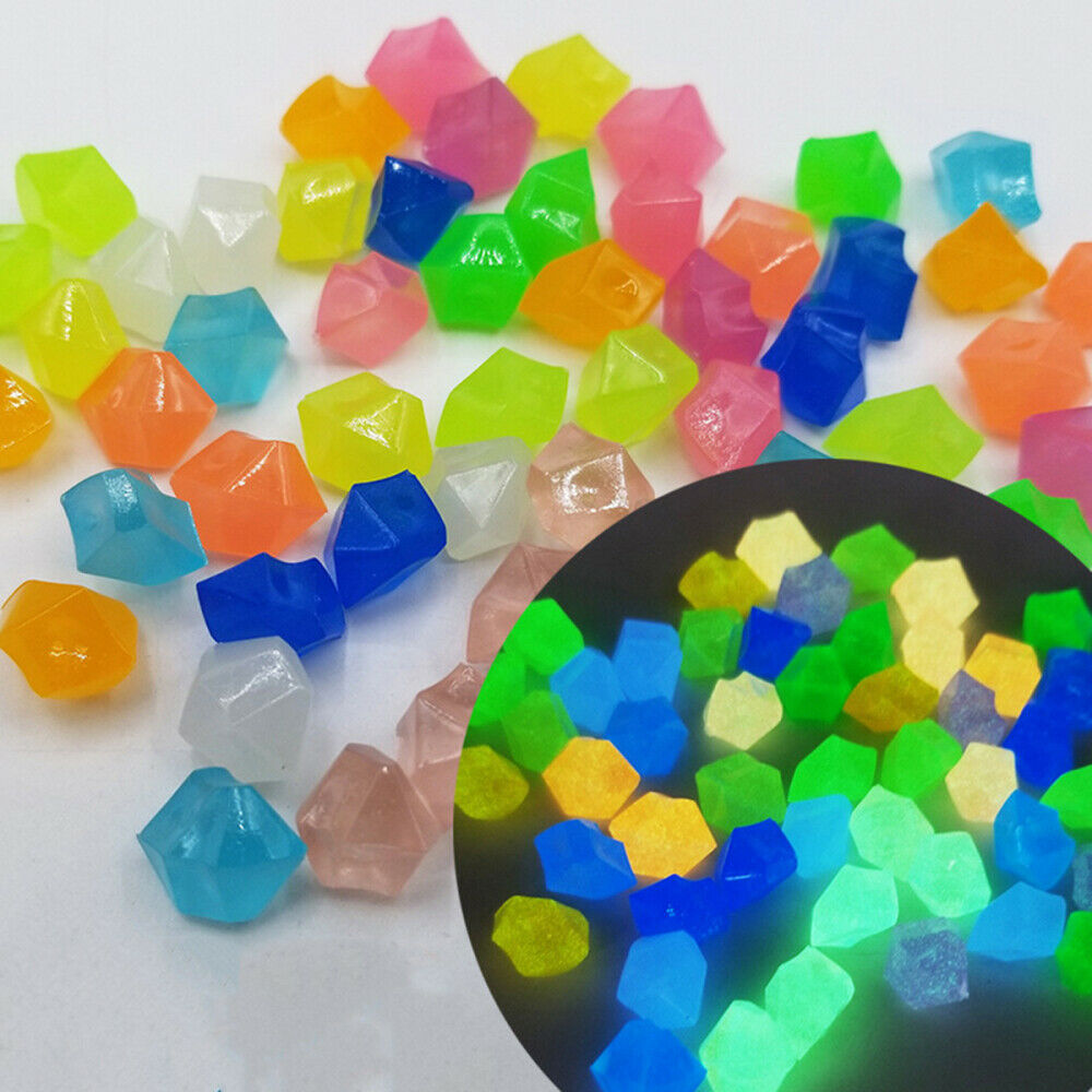 300PC Garden Luminous Pebbles Glow in the Dark Stones Rock Yard Fish Tank Decor