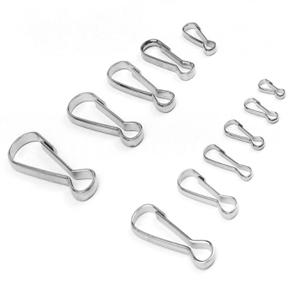 200PC Stainless Clasp Small Hanging Buckles Spring Snap Hook Clip Outdoor Buckle