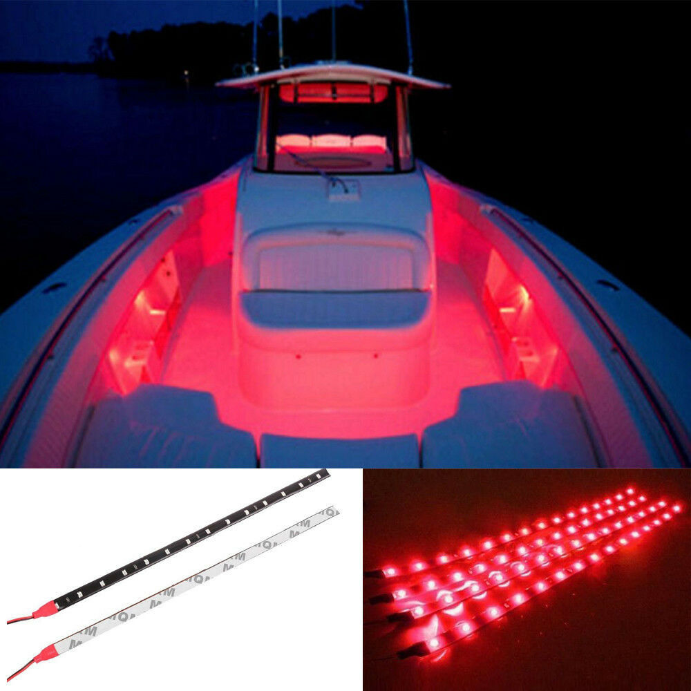 4 Pcs Ultra Red LED Boat Light Deck Waterproof 12v Courtesy Bow Trailer Pontoon
