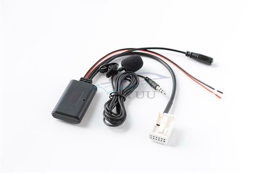 For Peugeot RD4 12-pin Car AUX Audio BT Wireless Auxiliary Adapter + Microphone