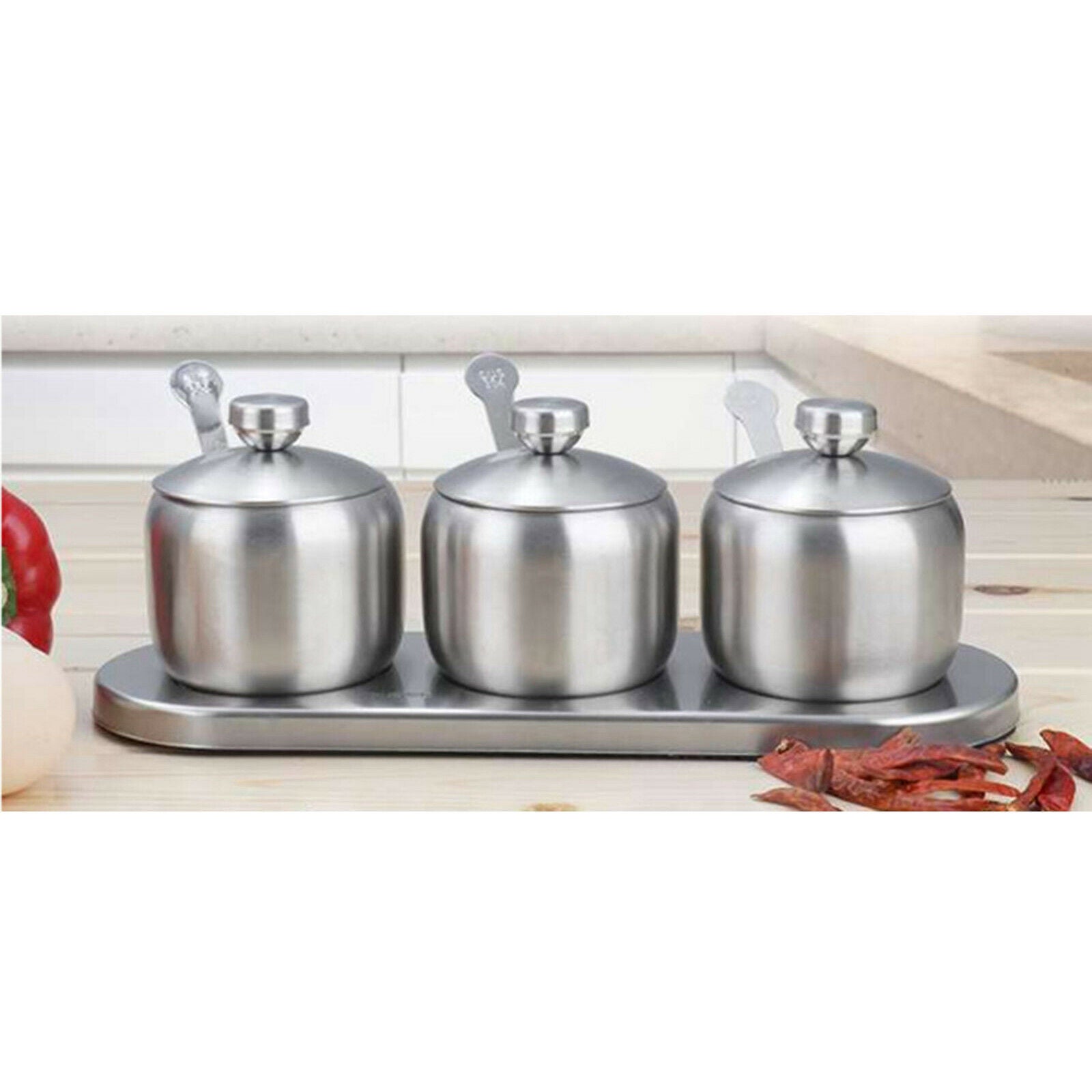Stainless Steel Seasoning Containers Set Spice Jar Spice Rack Condiment