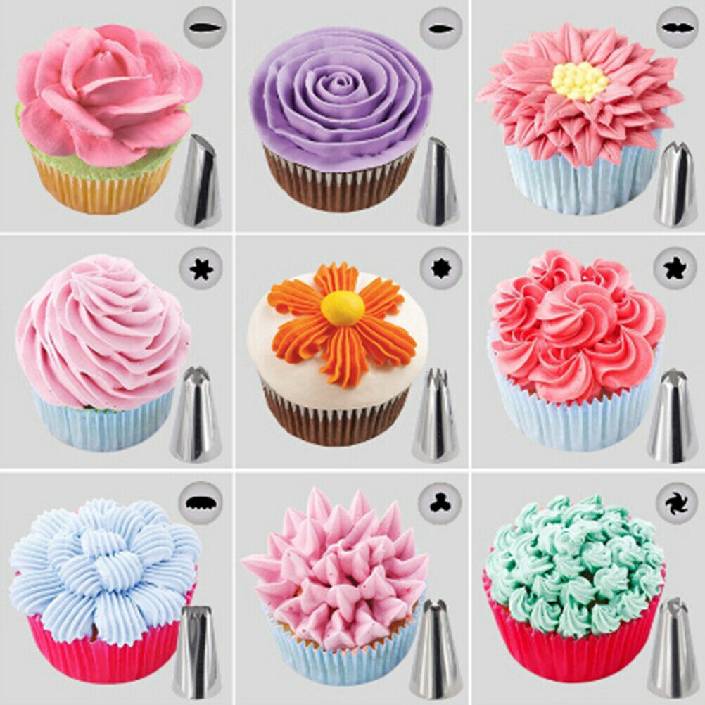 42Pcs Durable Large Icing Piping Nozzles Pastry Stainless Steel Tips _DD