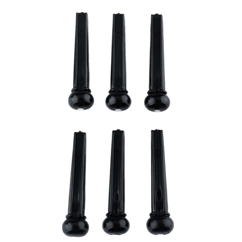 Set 6pcs Black PVC Bridge Pins with Shell Dots for Acoustic Guitar Qualit.l8