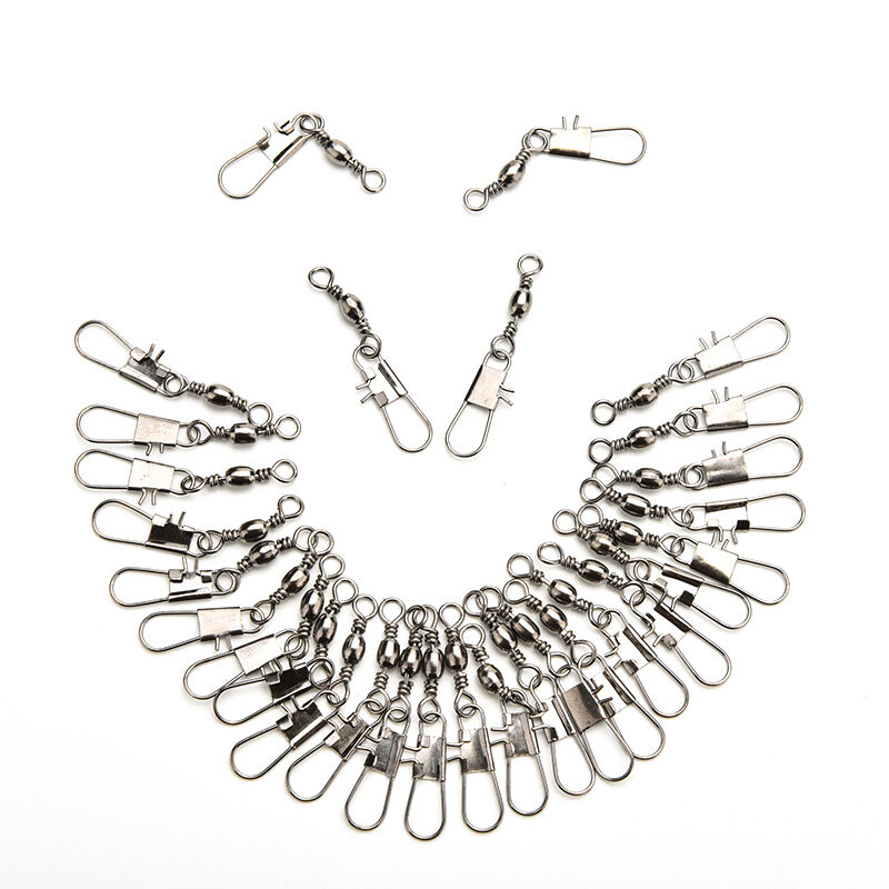 100x Fishing Barrel Swivels Connector Snaps Feeder Coarse Tackle Sea Fish Lin.DD