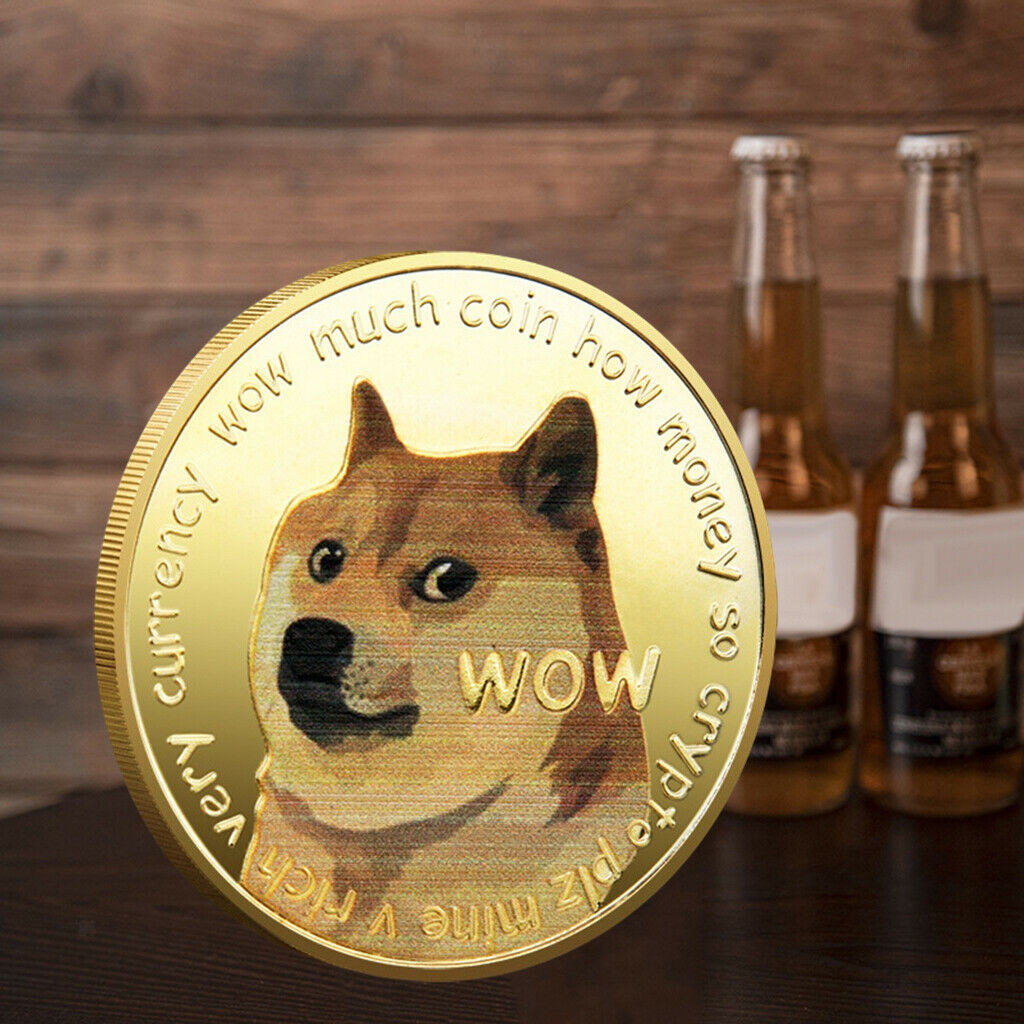 5x Adults Decor Golden Dog Commemorative Coins Dogecoin Souvenir Display