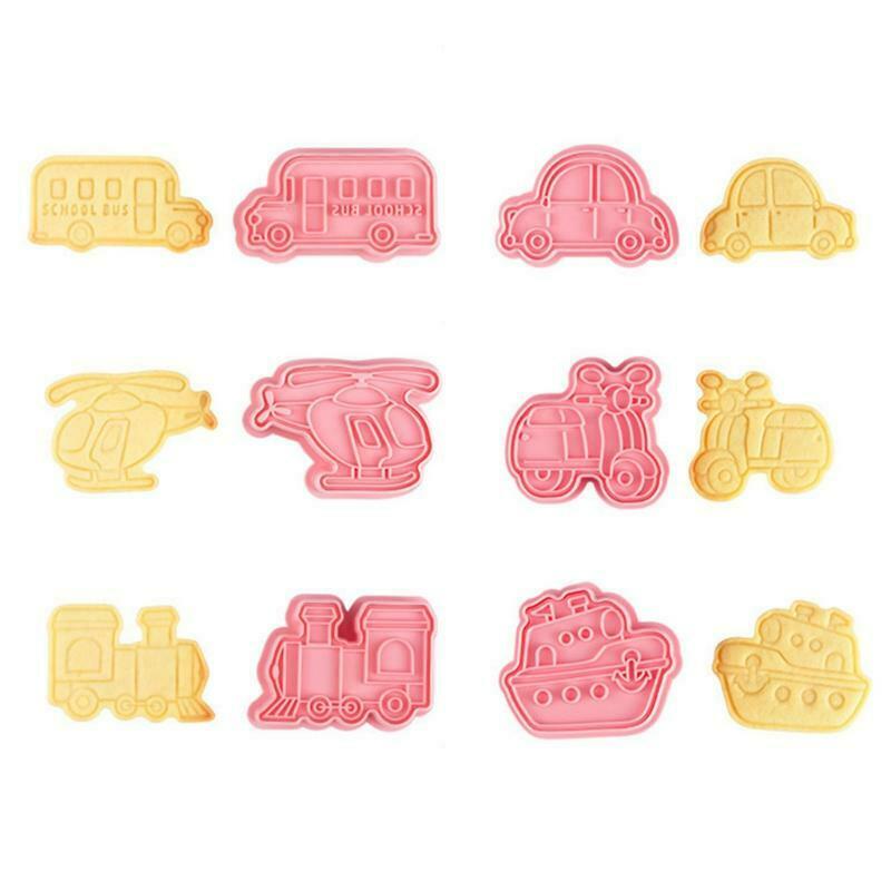 Set of 6 Plastic Cookie Moulds Cookies Cutters Biscuit Stamper Cookies Moulds