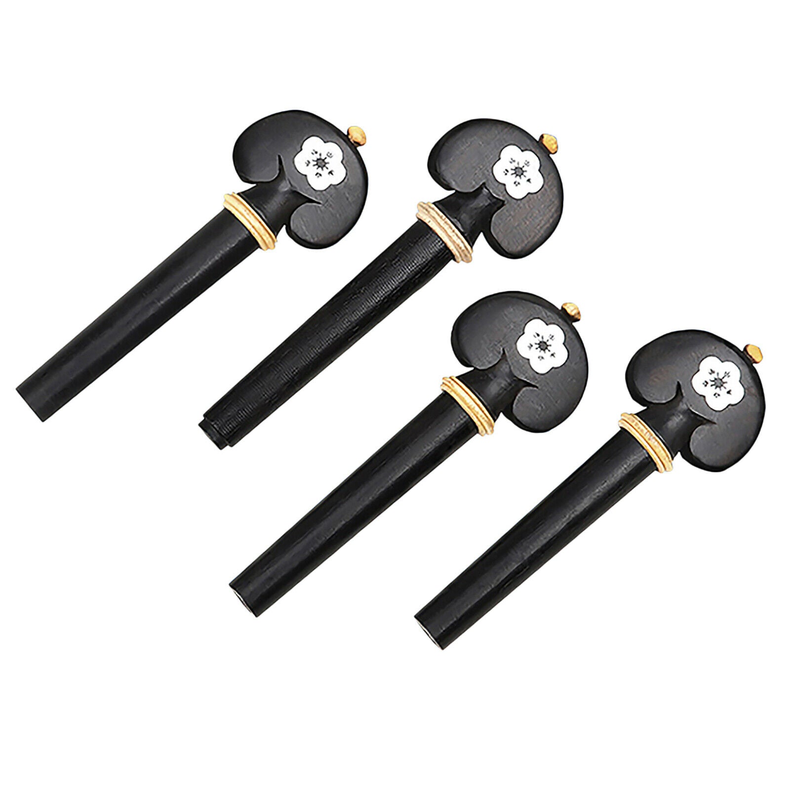 4x Natural Ebony 3/4 4/4 Violin Tuning Pegs Carved White Shell Inlay Boxwood