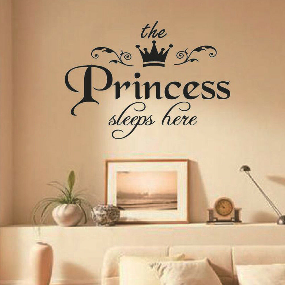 princess sleeps baby kids girl quote wall stickers art room removable deca.l8