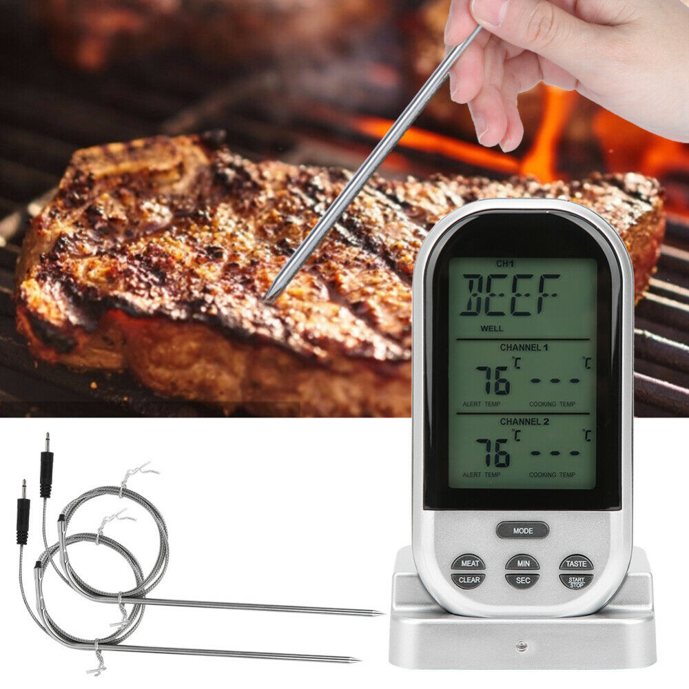 Wireless Meat Thermometer Dual Probe Digital Temperature Meter Remote Cooking