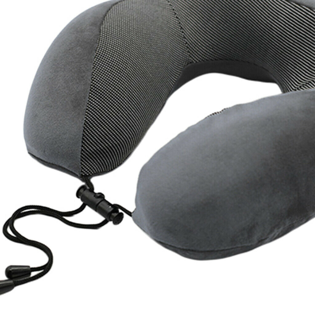 U-Shaped Travel Neck Pillow Adjustable Soft Airplane Car Pillow Dark Grey