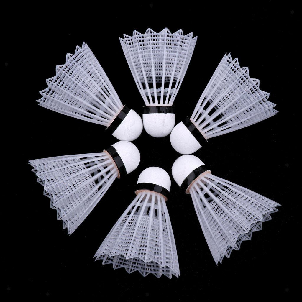 6 Pcs Nylon Badminton Shuttlecocks Balls Sports - Quick Bounce White