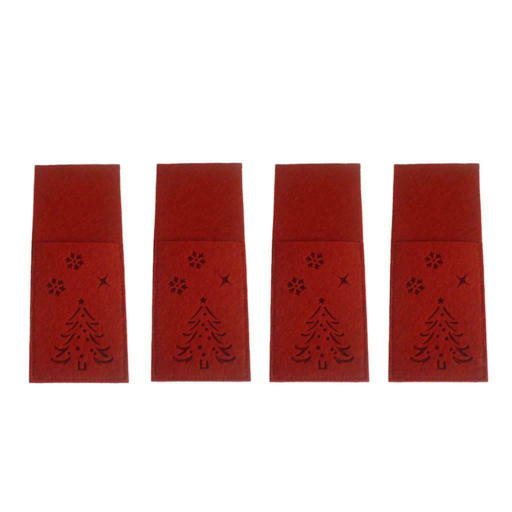4x Square Cutlery Holder Cutlery Bag Cutlery Covers New Year Table Ornament