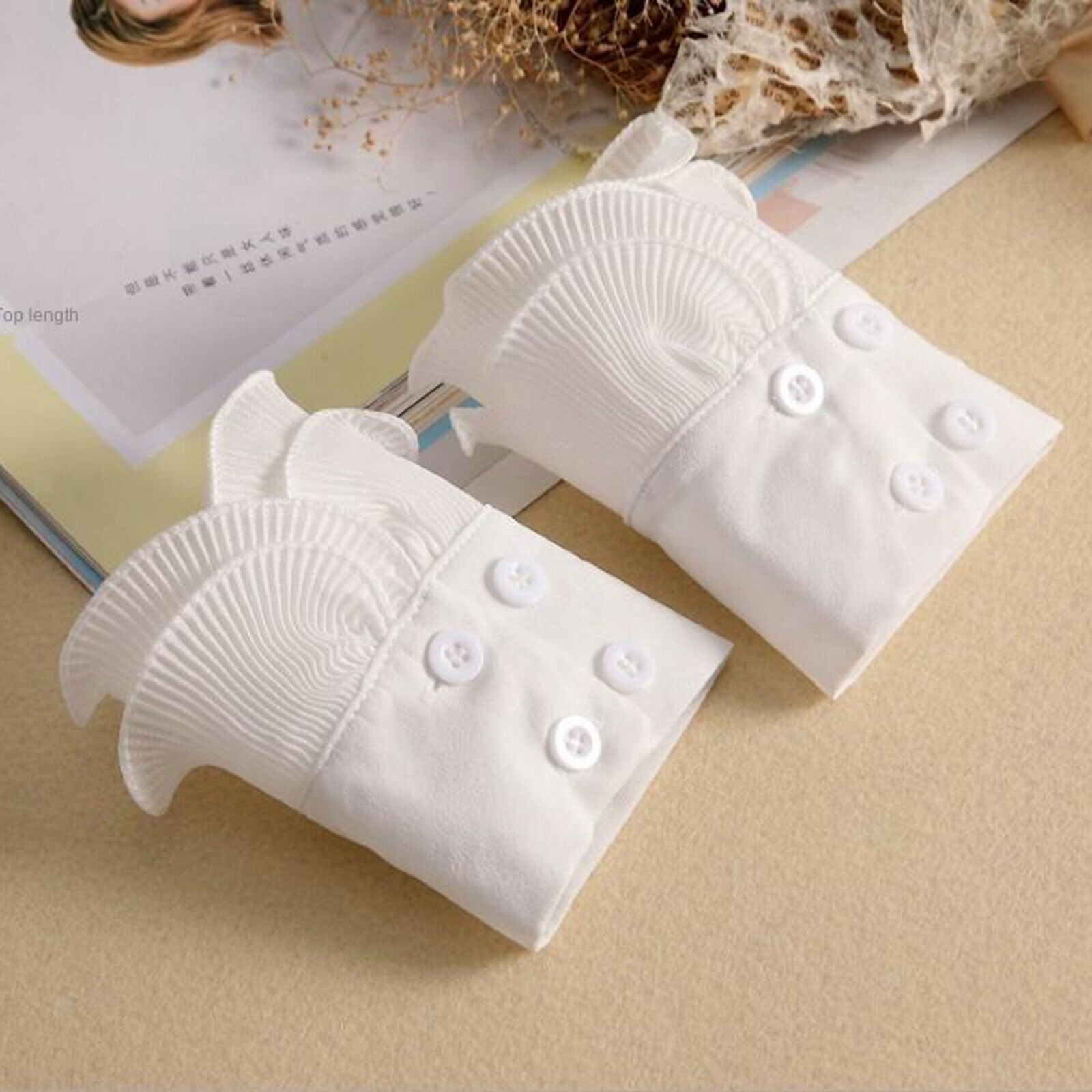 Detachable False Collar and Cuff Cotton Ruffles Women Shirt Clothes Accessories