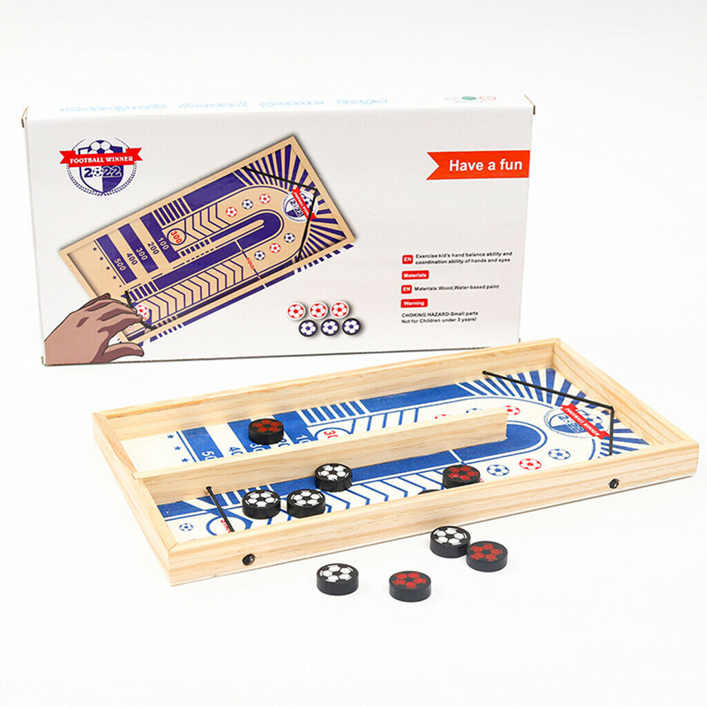Wooden Sling Puck Game Tabletop Foosball Hockey Board Toys for Kids Adults