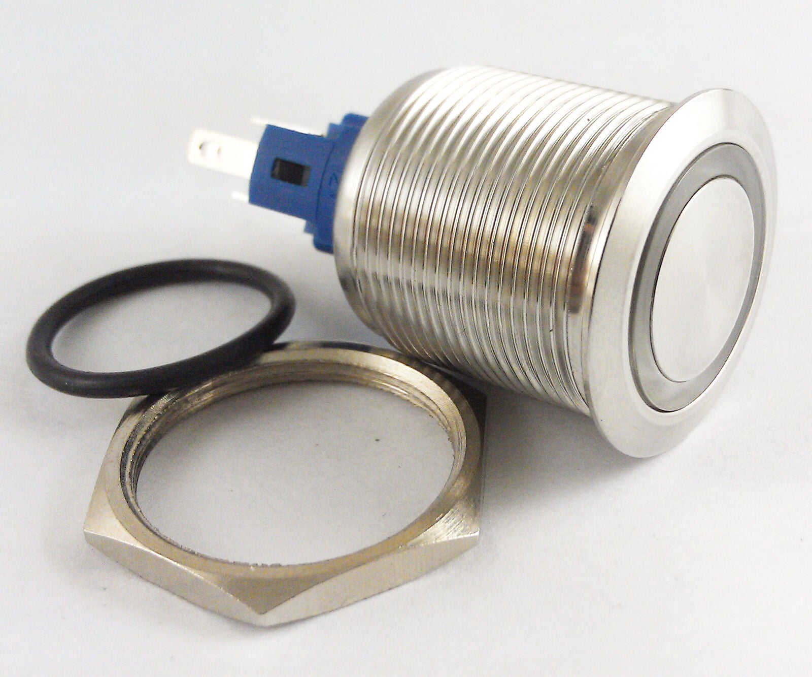 1pc Metal Flat Ring LED Push Button Waterproof Self-Locking Switch  22mm QN22-A1